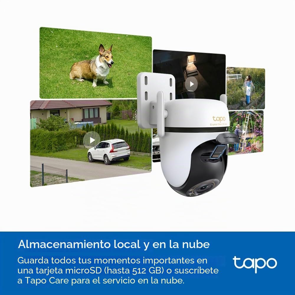 Tapo C530WS - Cámara Seguridad Exterior 360° 3K 5MP, Visión Nocturna Color, Resistencia IP66, Alarma Sonora/Luz, Detección AI, Almacenamiento Nube/SD 512GB, Audio Bidireccional (Paquete de 2)