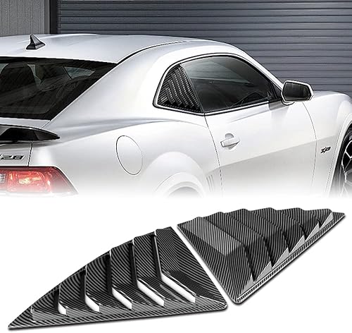 Q1-TECH, Rejillas laterales para ventana, cubierta de ventilación compatible con Chevy Camaro 2010 2011 2012 2013 2014 2015 (ABS de fibra de carbono