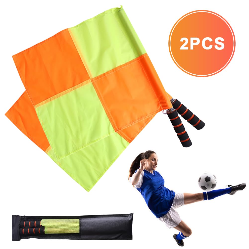 Lot de 2 drapeaux d'entraînement de football, drapeaux de ligne imperméables pour arbitre