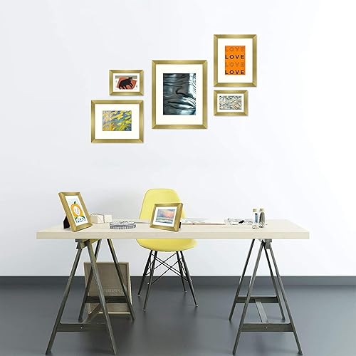 Miniatura 3 de Frametory, Gallery - Juego de 7 marcos de pared de varios tamaños, 11 x 14, 8 x 10, 5 x 7 pulgadas, collage con paspartú de color marfil para