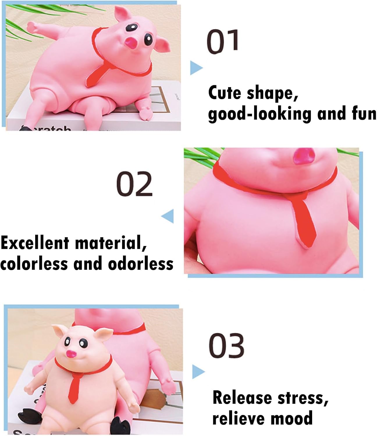 2023 New Pig Squeeze Toys Novelty Cute Squishy Toy Pink Pig Gifts for Kids Adults Funny Pink Pig Squishy Toy for Men Stress Relief Toys for Anxiety Autism Disorders