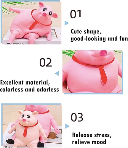 Miniatura 6 de Cerdo irrompible, cerdo esponjoso, Jimmy The Piggy, juguete para apretar, cerdo rosa, juguete para apretar, novedad lindo juguete para el estrés