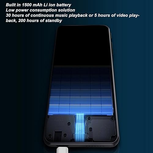 Vista 4 de Reproductor de MP4, chip Mtk Octa Core, pantalla táctil HD y música HiFi, BT 5.0 y WiFi para compartir o transferir archivos, batería de iones