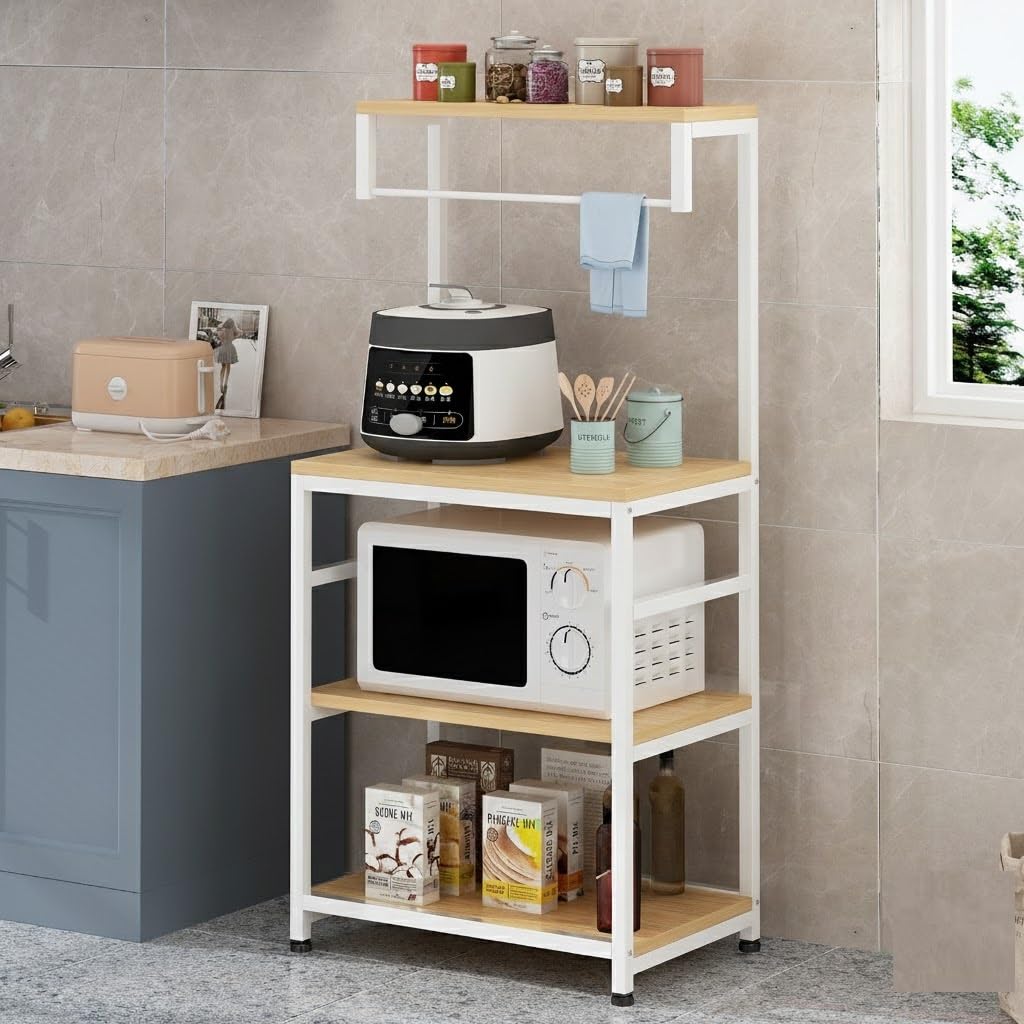 Amazon Brand - Umi 4-Tier Microwave Stand with Storage Shelves, Kitchen Baker's Rack with Top Storage Shelf, Standing Shelf Unit, Multipurpose Kitchen Storage Organizer Rack for Spices, Appliances-picture-15