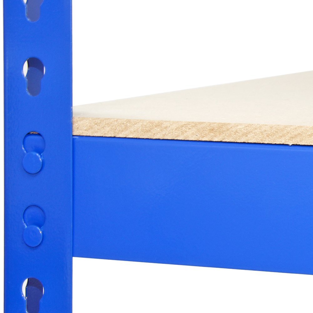3 Estanterías Metálicas Azules Q-Rax sin Tornillos 120x50x183cm de 5 Estantes Baldas Repisas Capacidad Peso 200kg por Estante Almacenamiento Almacenaje Herramientas Taller Garaje Cobertizo Almacén