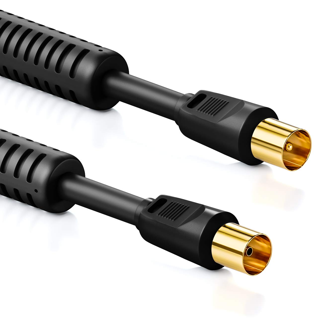 deleyCON 10m Cavo Antenna TV Coassiale HDTV Schermatura Quadrupla 2x Nuclei in Ferrite Filtri Corrente DVB-T DVB-T2 Radio DAB - Nero