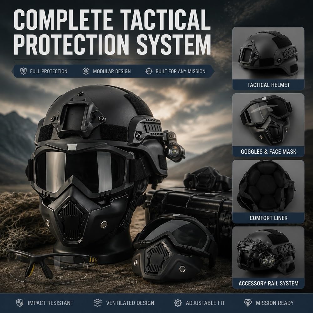 Casco Táctico con Máscara Integrada