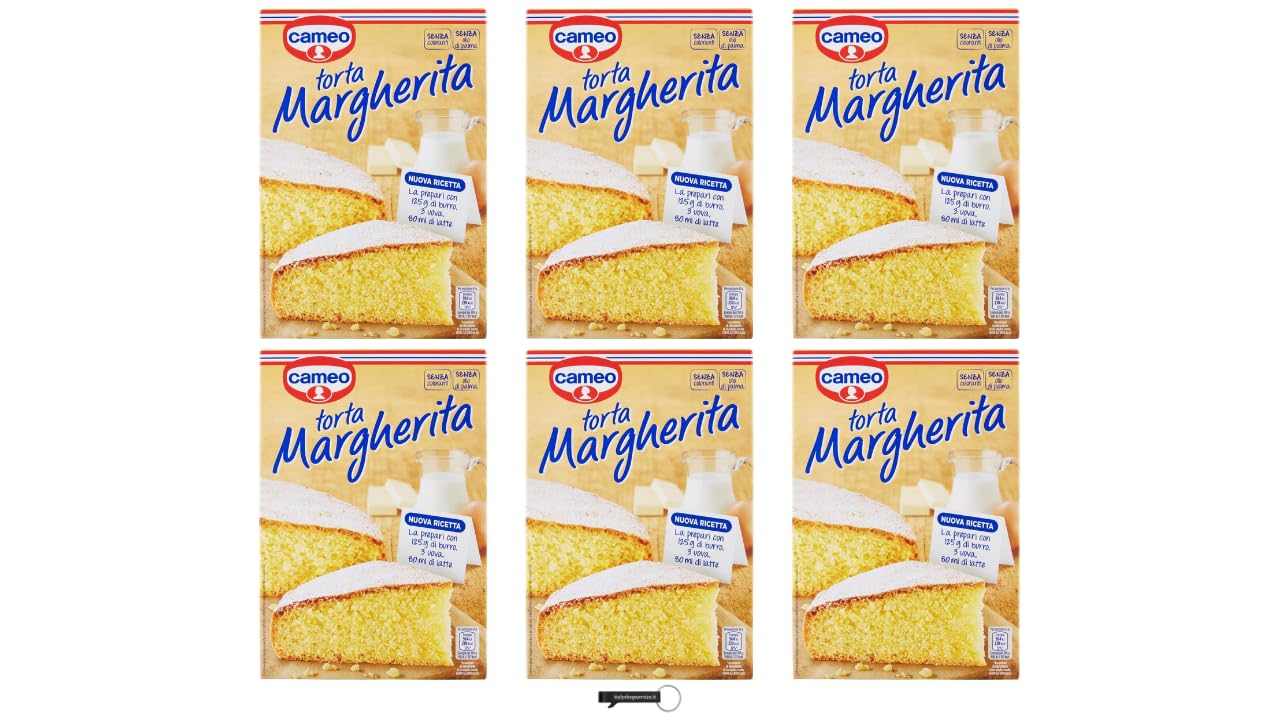 Cameo Torta Margherita Italienische Kuchenmischung, traditionelles Rezept, 188 g, 6 Stück, inklusive Schlüsselanhänger