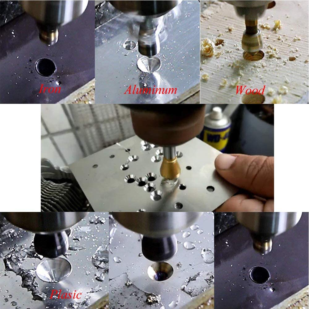 Produktbild von Senker Set Metall 6-tlg - Kegelsenker 90° HSS Mit Titan-Beschichtung Für Holz & Metall