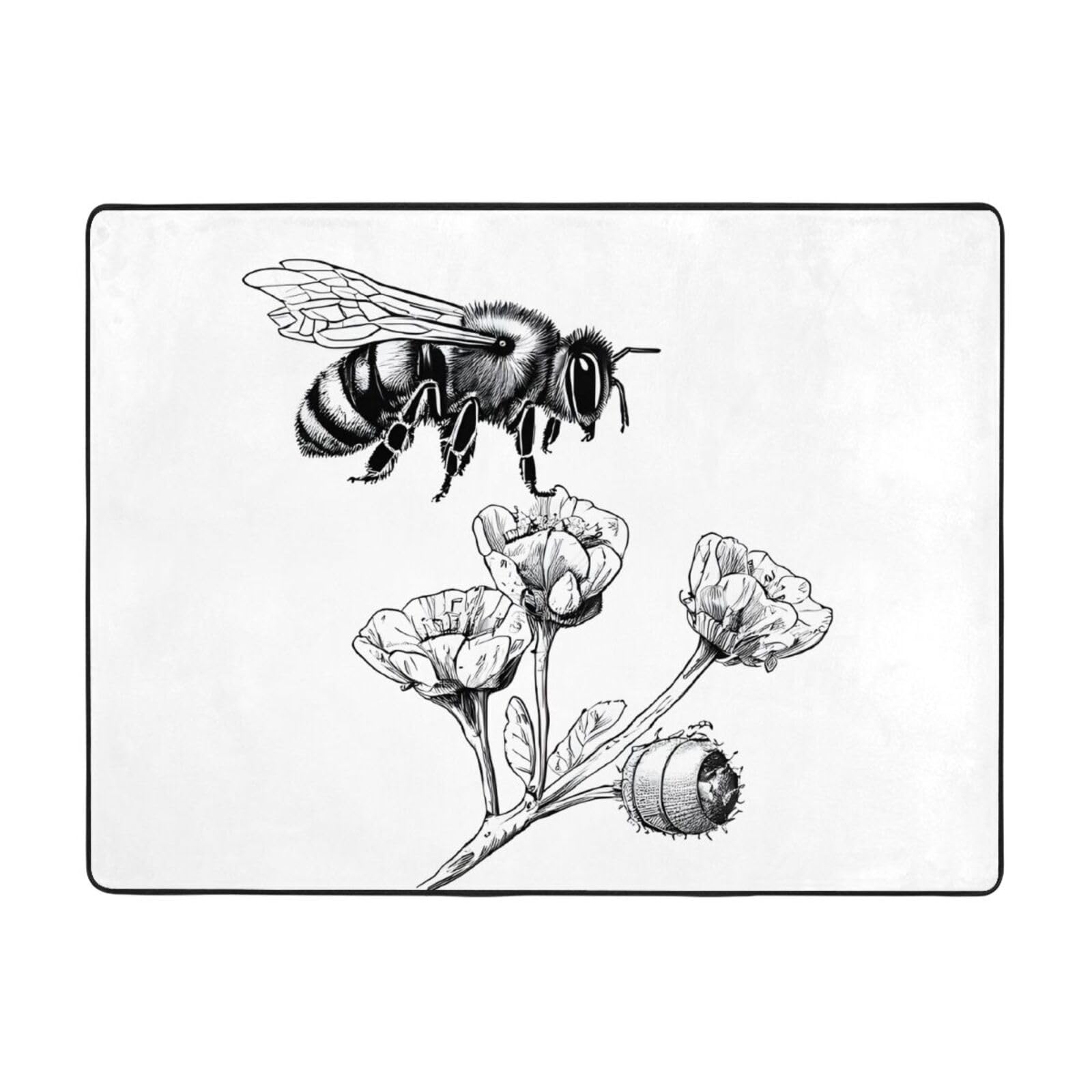 Tapis antidérapant et doux pour chambre d'enfant - Motif abeille moderne