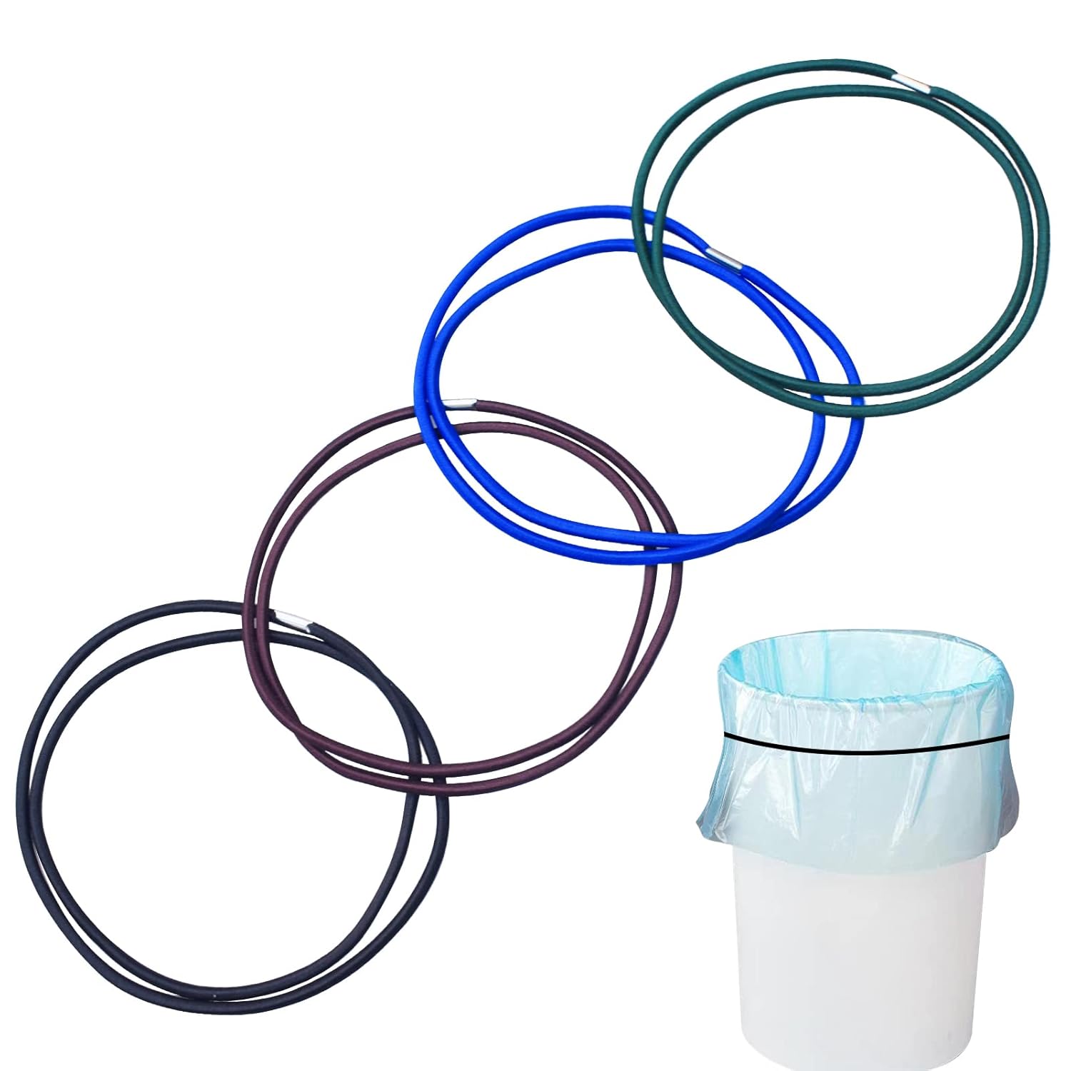 4pcs Trash Can Bands,Black, Blue,Green,Brown fits for 13 to