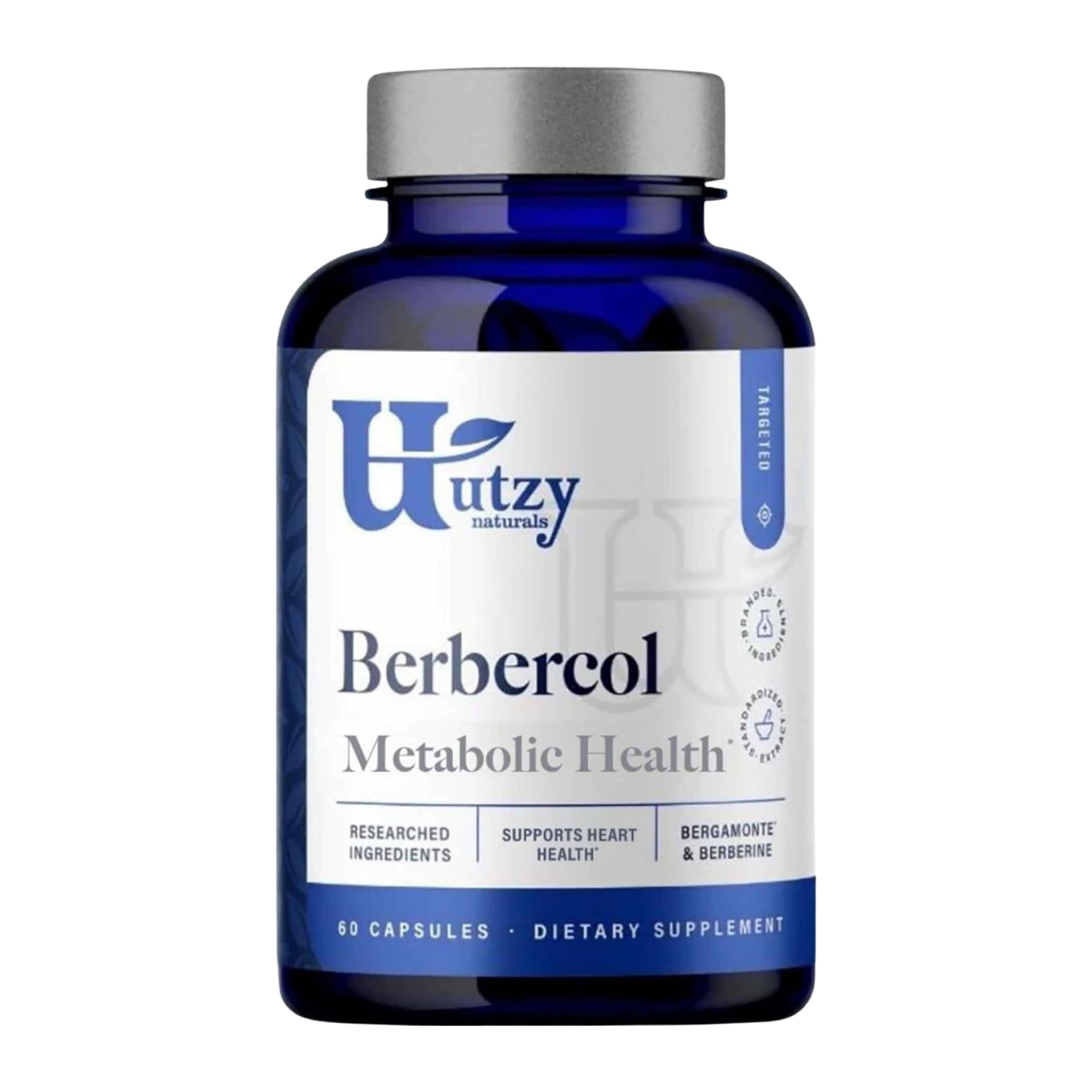 Utzy Naturals Berbercol | 500mg Citrus Bergamot (as Bergamonte) & Berberine | Naturally Supports Heart Health and More | 60 Capsules