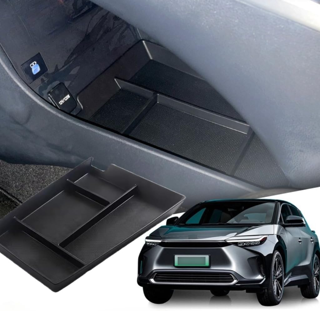 Compatible with Toyota bZ4X / Subaru Solterra 2023 2024 2025 2026 Accessories Multiple Compartments Center Console Bottom Organizer Storage Tray Armrest Storage Box Lower Container Cover Tray
