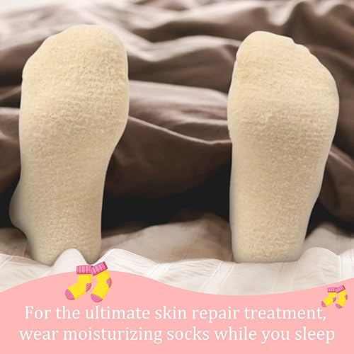 Miniatura 5 de Janmercy 3 pares de calcetines de aloe hidratante con infusión de gel para dormir, pies secos y peludos, calcetines de loción antideslizantes para