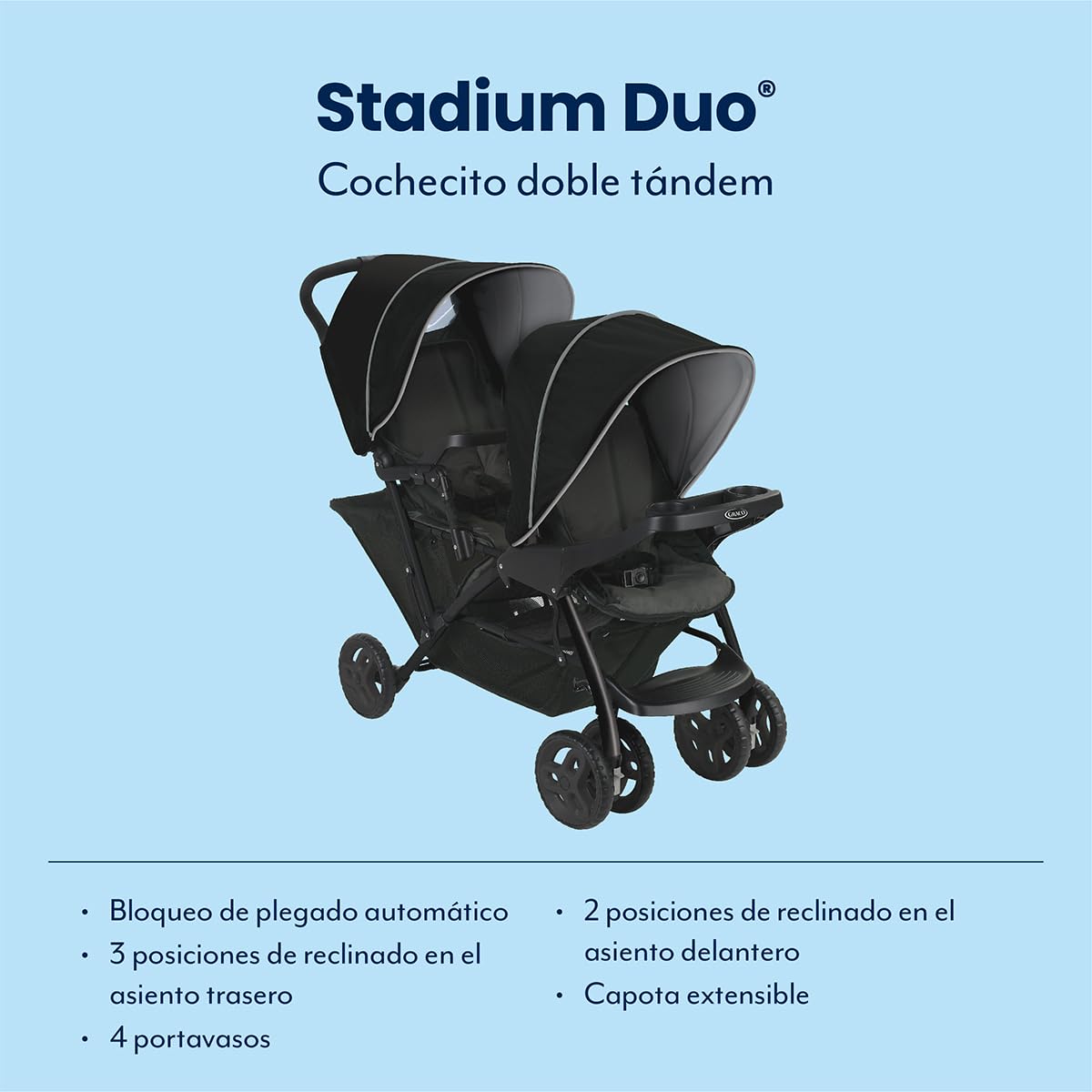 Graco Stadium Duo Click Connect - Silla de paseo, color gris/negro