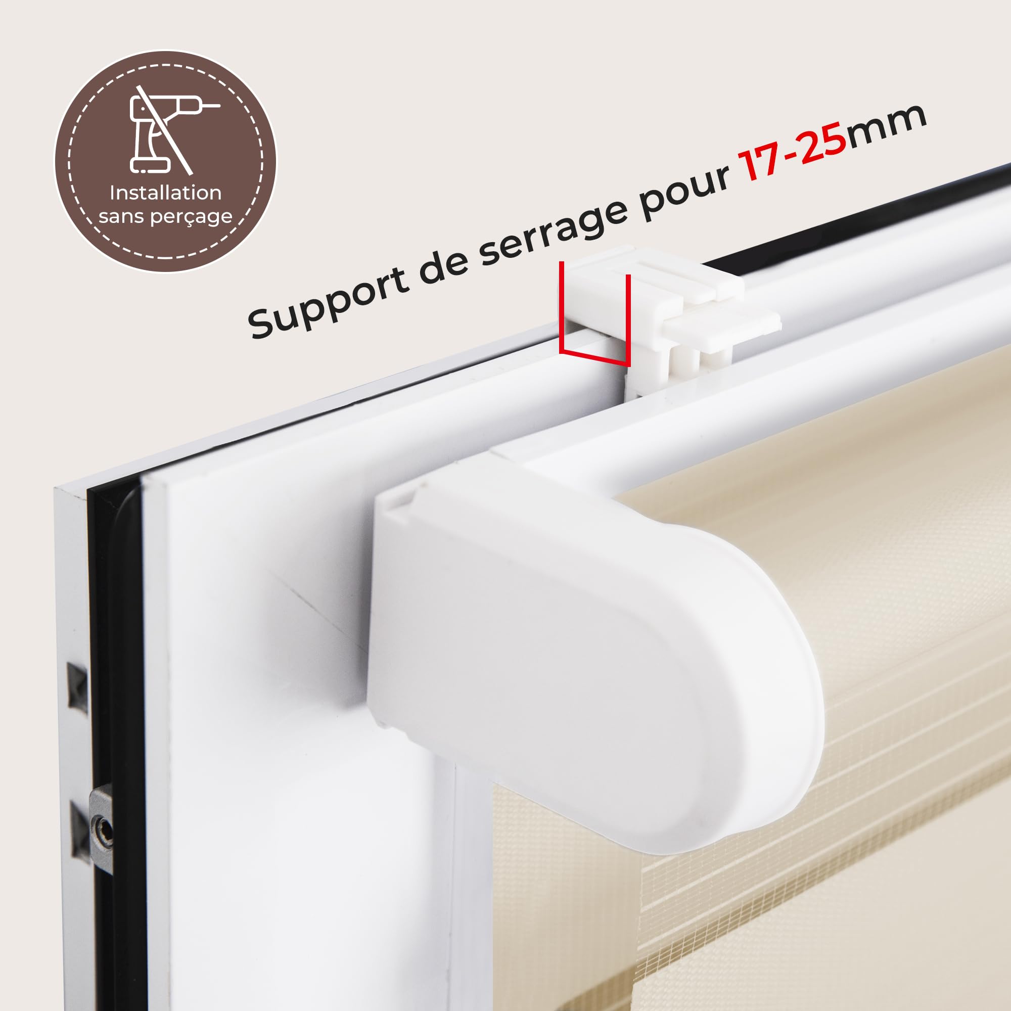 Allesin Store Enrouleur Jour Nuit sans Chaîne sans Perçage, Tirez-Arrêtez sans Rebond, Facile à Installer avec Clips pour Fenêtre ou Porte, 105l x 120L cm, Tissu 105 cm, Lin