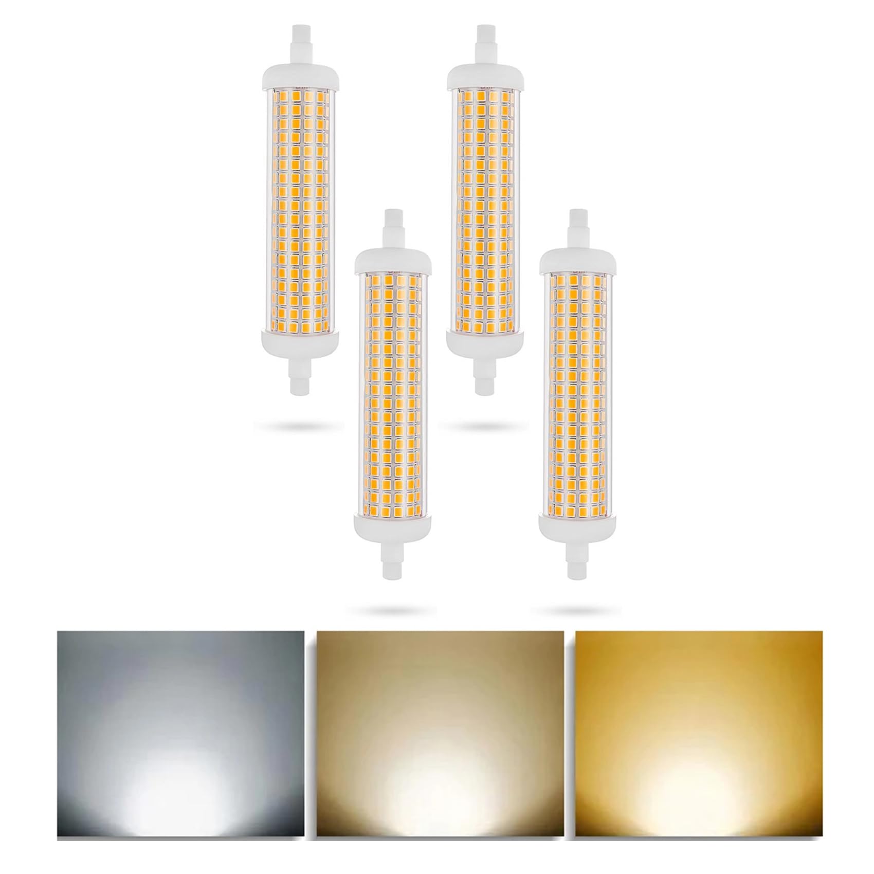 BBPM Żarówka LED R7S 118mm, żarówka liniowa 20W R7S 118mm, ciepła biel 3000K, R7S LED 118mm 20W odpowiednik lampy halogenowej 200W, do reflektorów, kinkiet, 4 szt.,Cool white 6000k,20W 220V