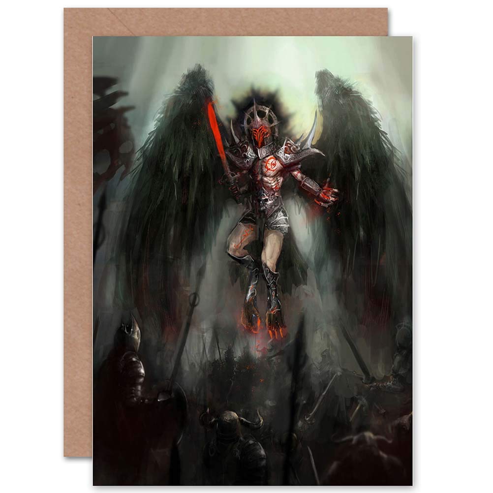 Wee Blue Coo FANTASY FALLEN ANGEL DEMON BLANK GREETINGS BIRTHDAY CARD ART
