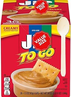 Jiff To-Go Creamy Peanut Butter, Individual Cups with Spoons, 36 Count, ...