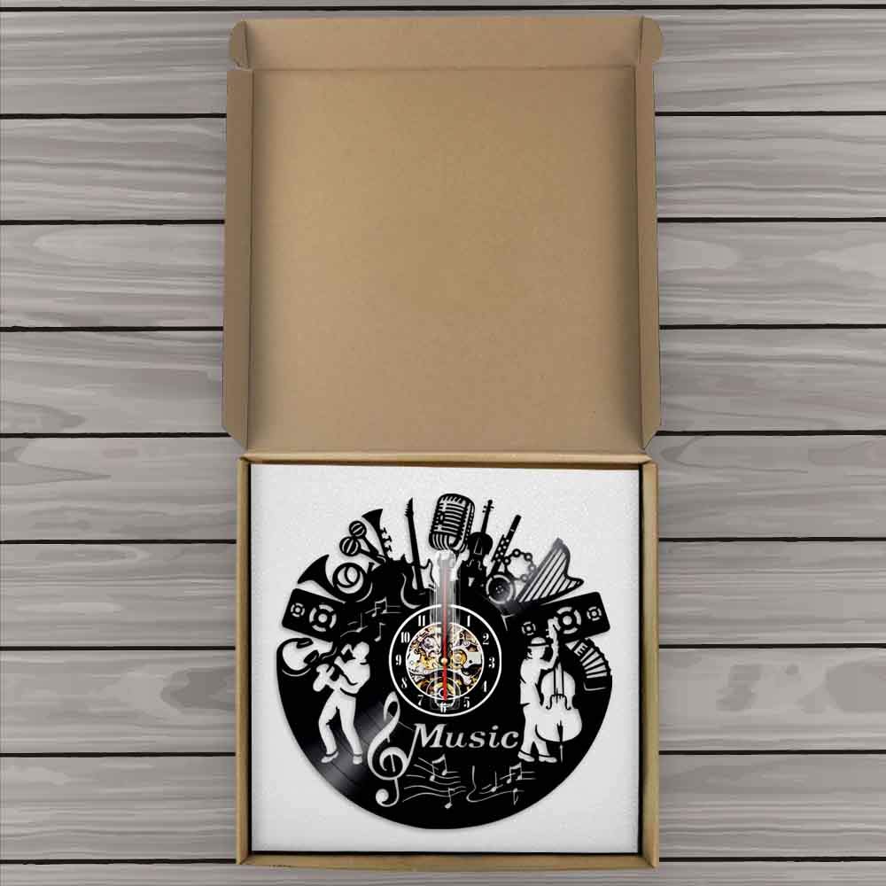30cm Strumento musicale Orologio da parete Musica Disco in vinile Orologio da parete 3D Orologio Musica Decorazione artistica da parete Regalo fatto a mano per gli amanti della musica Regali per la
