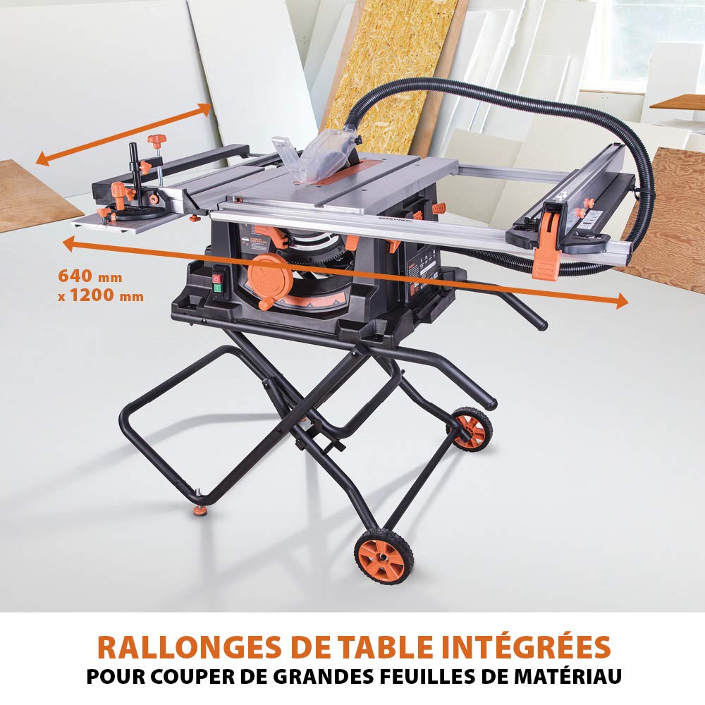 Evolution Power Tools Scie Circulaire Sur Table Rage 5-S 255 mm 1500 W Lame TCT Multi-matériaux Coupe Bois Métal Plastique