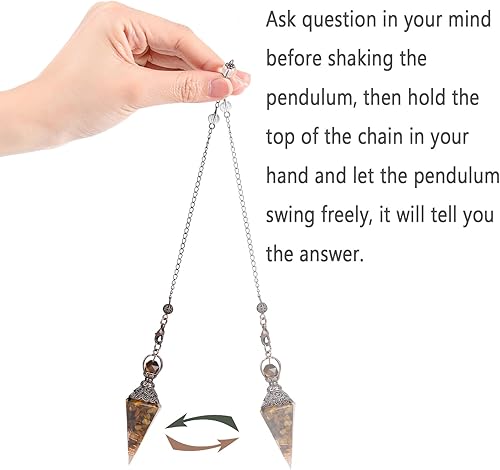 Miniatura 2 de MAIBAOTA Cristal de péndulo, péndulos de cristal de ojo de tigre natural para radiestesia, cristales puntiagudos espirituales para suministros de