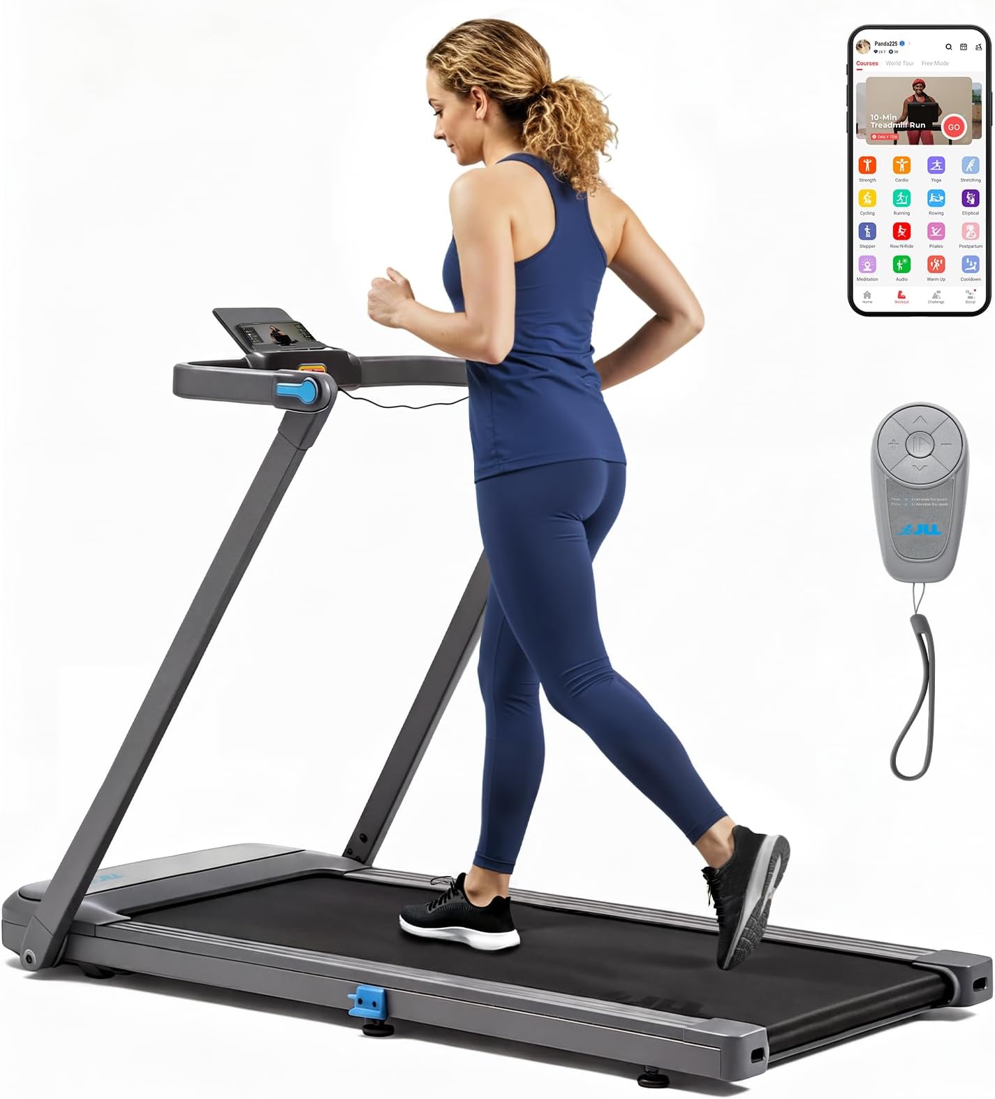 JLL Folding Treadmill with Bluetooth & Wide Belt | 2.5HP Motor, Wide Running Surface, Foldable Design, Bluetooth App, Heart Rate Sensors, USB Charging