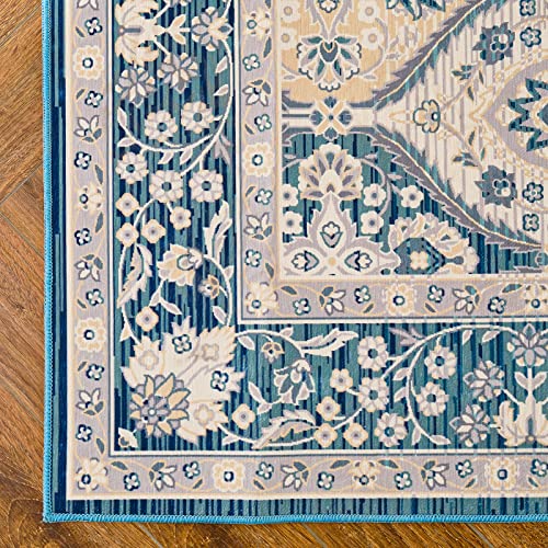 Ingeroom Area Rug 2X3 Boho Area Rug Machine Washable Area Rug Door Mat Vintage Indoor Entrance Flodable Thin Rug With Non Slip Backing For Living Room Bedroom Bathroom Kitchen 2X3 Ares Rugs, Blue #TOP6