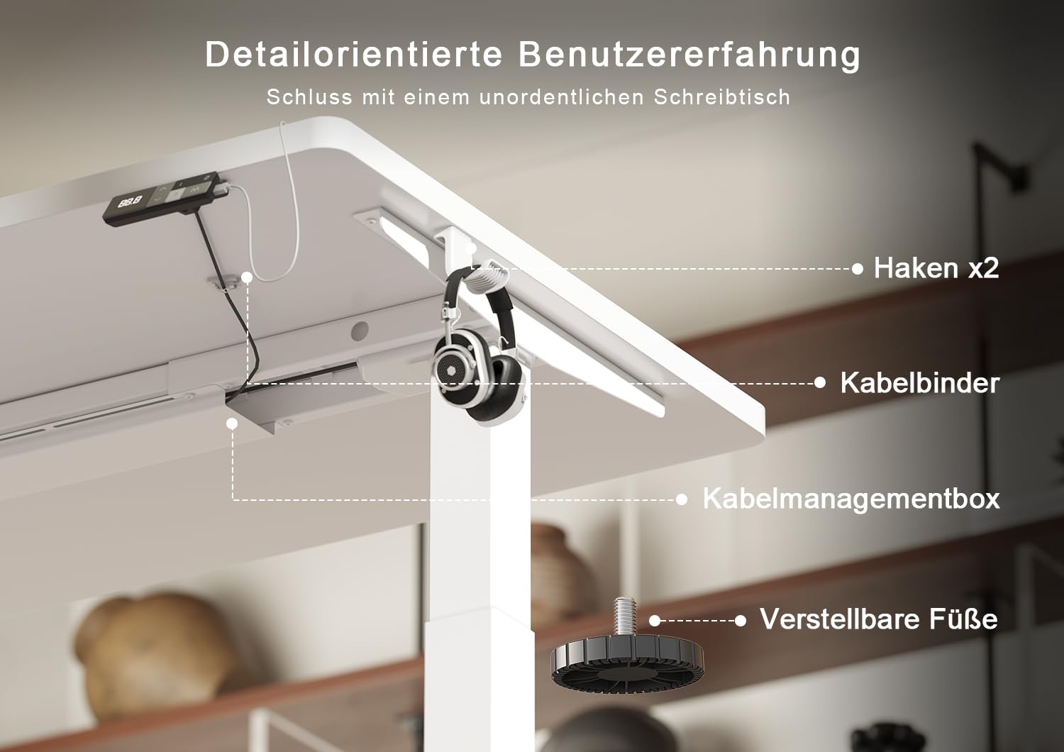 Devoko Höhenverstellbarer Schreibtisch 160x80 cm, 25 mm Starke Tischplatte, Ergonomischer Elektrischer Steh-Sitz Computertisch mit Dualmotor & Memory-Handsteuerung + USB-C für Homeoffice