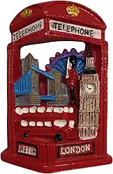 3D London England Imã de geladeira estilo cabine telefônica adesivo de viagem lembrança, decoração de casa e cozinha presente icônico caixa de telefone vermelha com famosos marcos de Londres