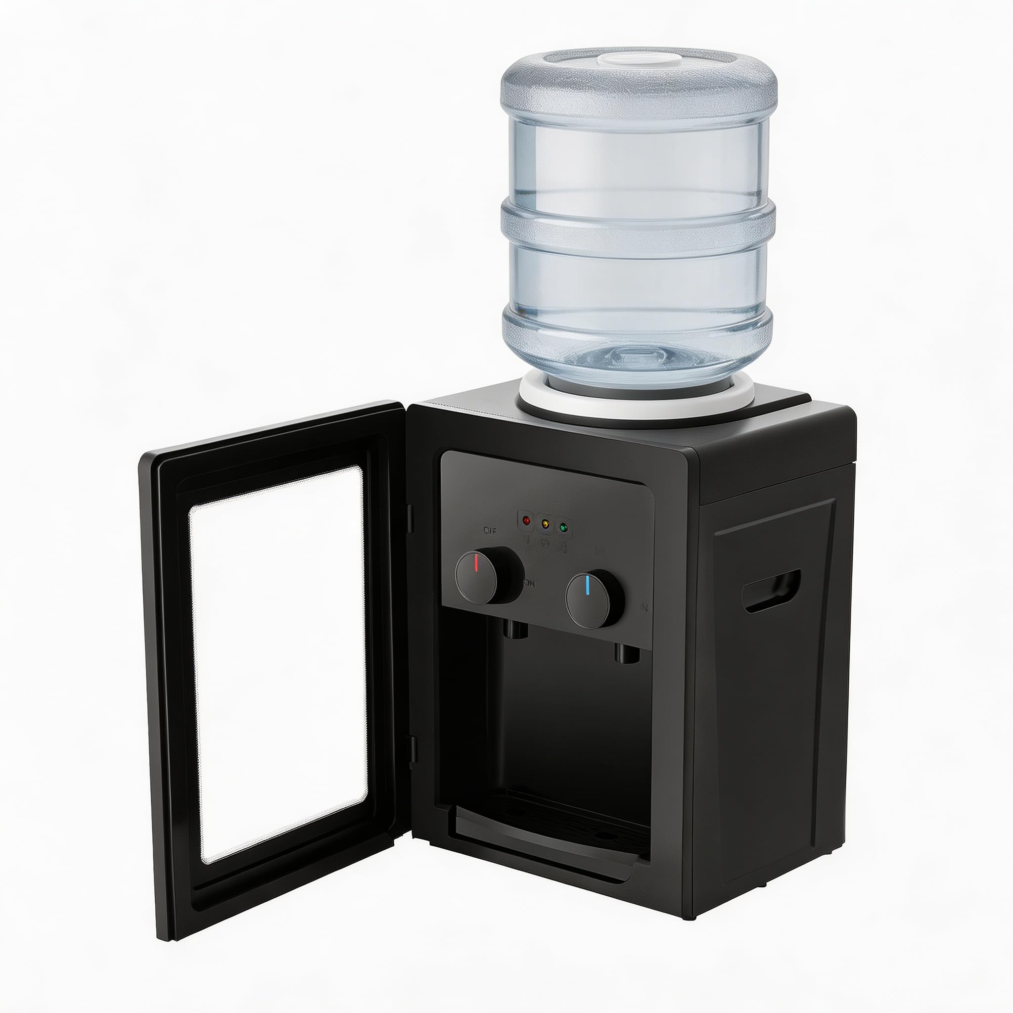 Dispensador de agua eléctrico de 550W con función de agua caliente y fría, revestimiento interior de acero inoxidable, para 3,5L/5L/10L/18L de galones, doble salida + puerta antipolvo, dispensador de