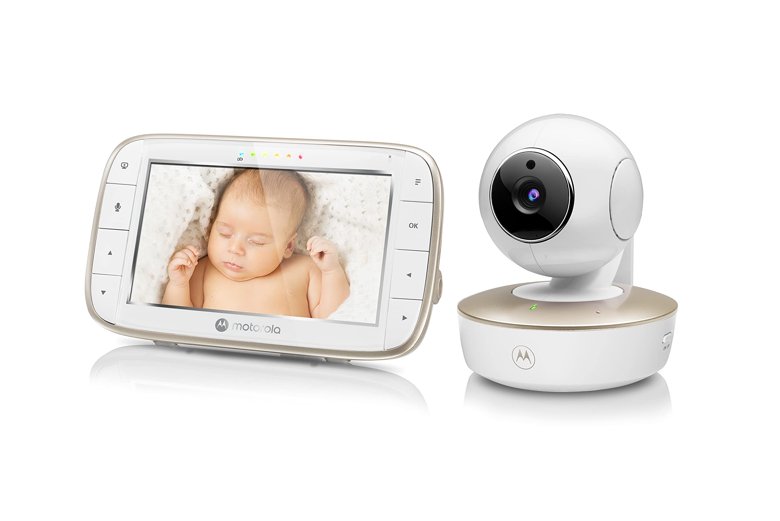 Motorola Nursery VM855 - Vigilabebés con conexión Wi-Fi con aplicación y unidad para padres de 5 pulgadas, visión nocturna, temperatura y conversación bidireccional, 480p, Sólo movimiento