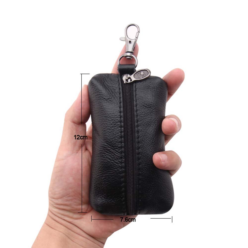 Llavero De Piel Auténtica Navigare - 2 Bolsillos Con Cremallera Y Ganchos, Incluye Caja De Regalo, Unisex