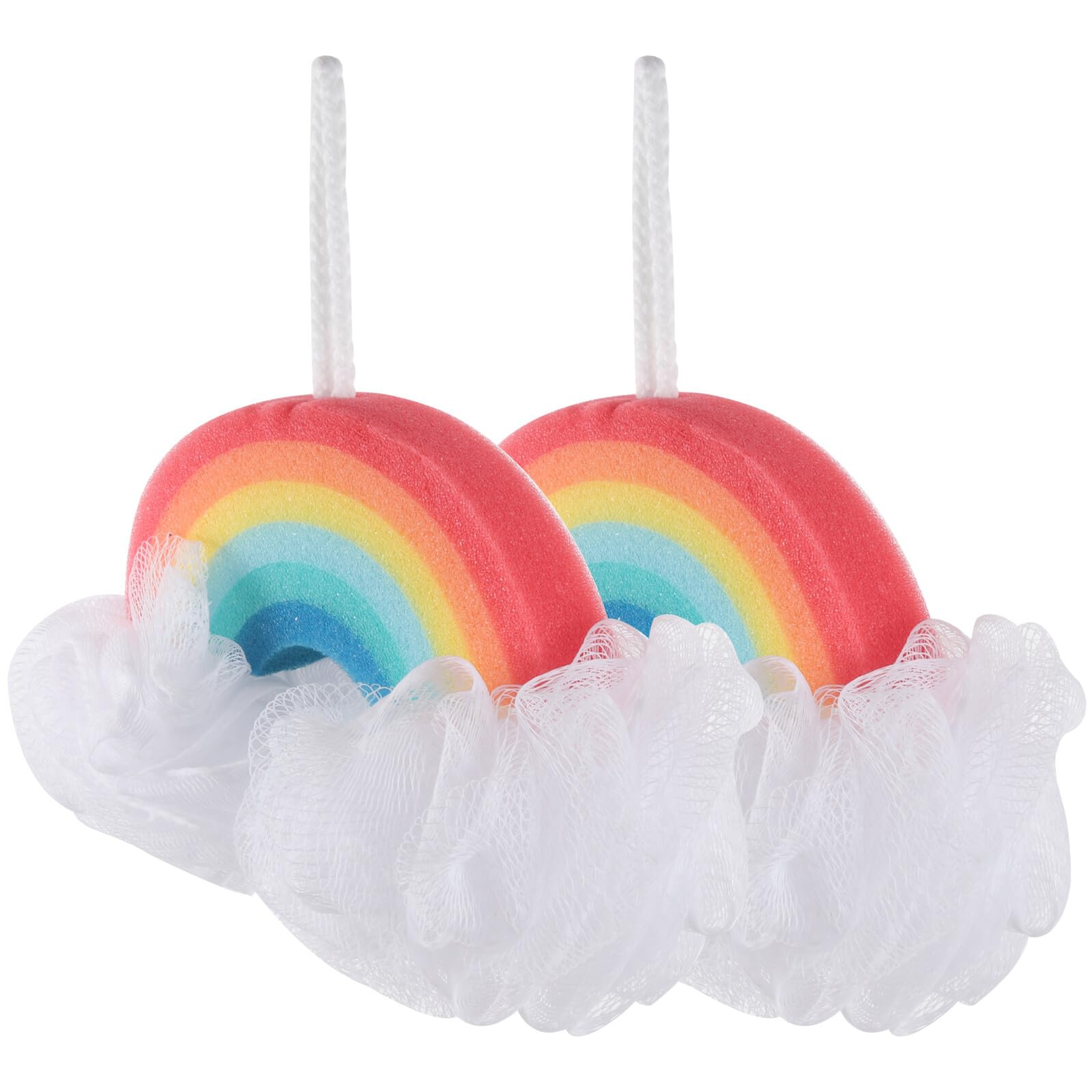 Anneome Esponja de Baño Infantil Arcoíris, 2 Piezas, y Exfoliante, para Niños y Bebés, Adecuado para Ducha y Limpieza Corporal