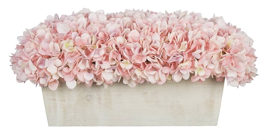 Amazon｜人工アジサイ属in white-washed木製Ledge HF0523-PK003