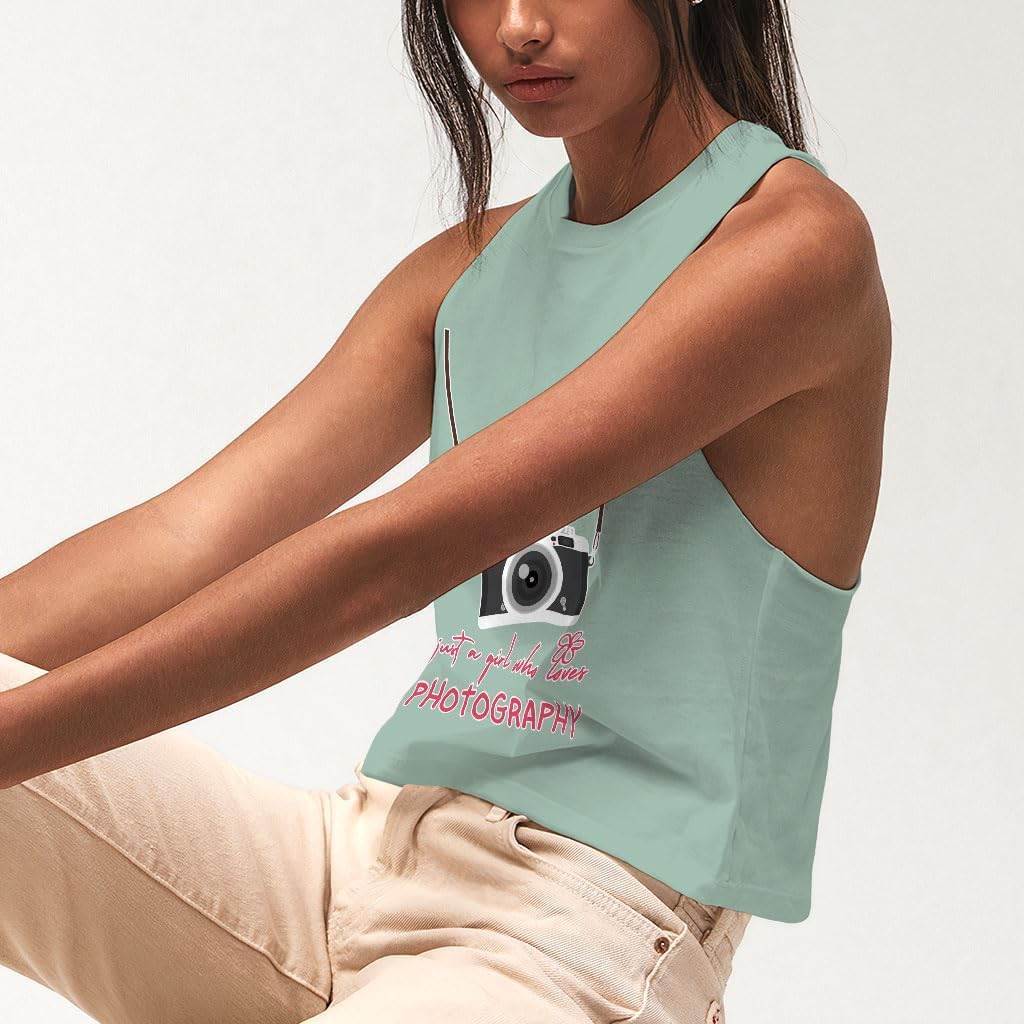 Just a Girl Who Loves Photography Racerback Cropped Tank - Unique Women's Tank - Art Tank Top