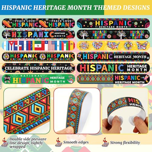 Image of JUNEBRUSHS 56Pcs Hispanic Heritage Month Slap Bracelets Bulk