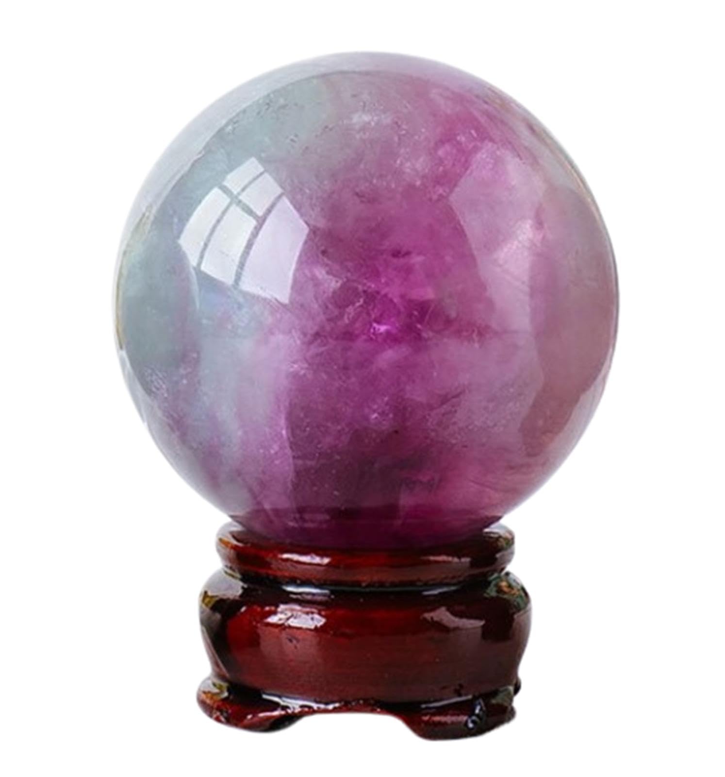 RVBLRDSE Home Decoration Fluorite Crystal Ball with Stand Gemstone Polished Stone Sculpture Figurine for Fengshui Divination Photography,60-70mm Gemstone Stone