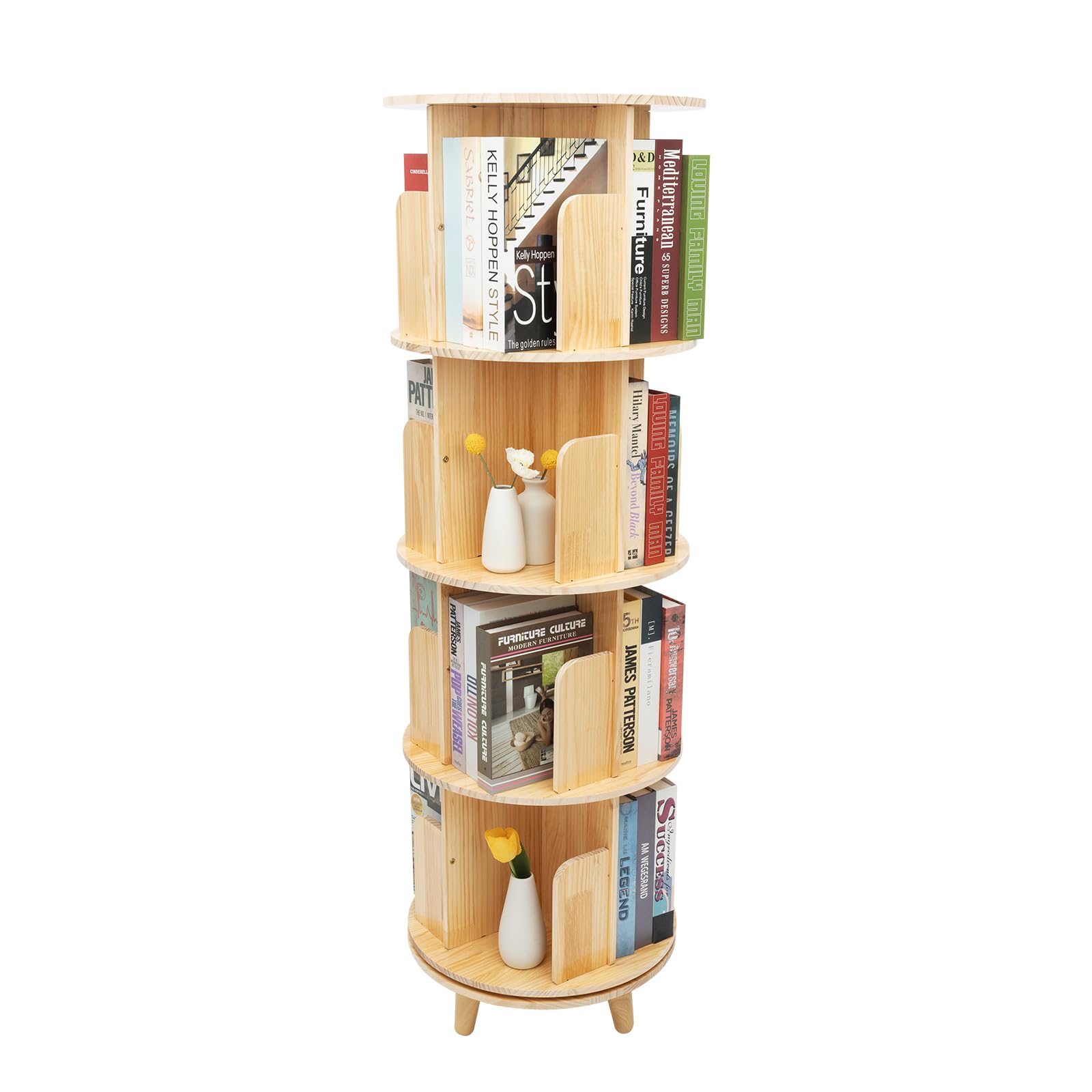 Libreria girevole a 4 livelli, display a 360°