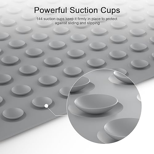 Miniatura 4 de JOYCANO Tapete de goma antideslizante para bañera, tapete de ducha antideslizante sin PVC, fuerte succión y superficie texturizada, no tóxico, sin