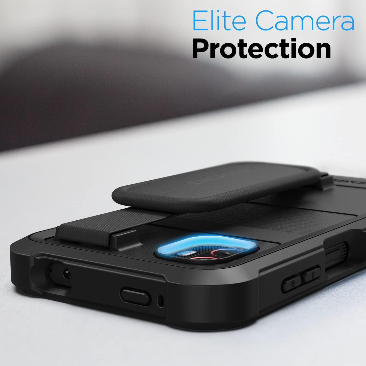 Encased Hand Strap Case for Samsung Galaxy XCover 6 Pro with Belt Clip - Rugged Phone Cover w/Holster (Black)