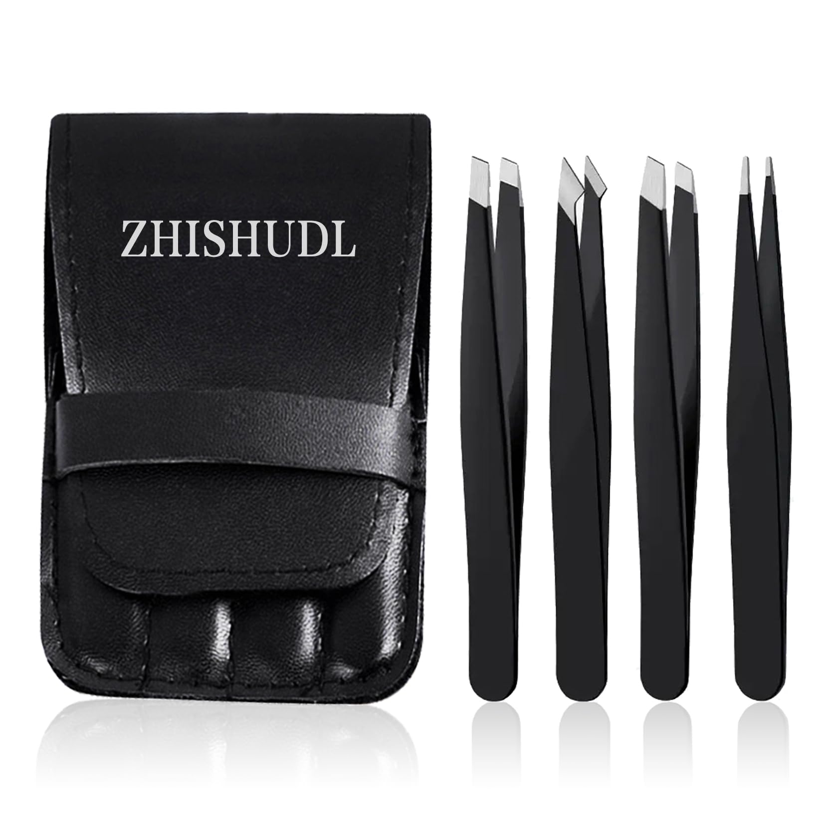 ZHISHUDL 4 Pack Tweezers Set Tweezers for Women Facial Hair Stainless Steel Precision Tweezers for Women & Men,Multi-purpose Plucker Tweezers for Eyebrows Facial or Ingrown Hair Removal