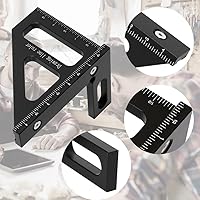 Vista 6 de Regla de medición imperial 3D multiángulo, transportador cuadrado de carpintería de aleación de aluminio de 45/90 grados, regla triangular