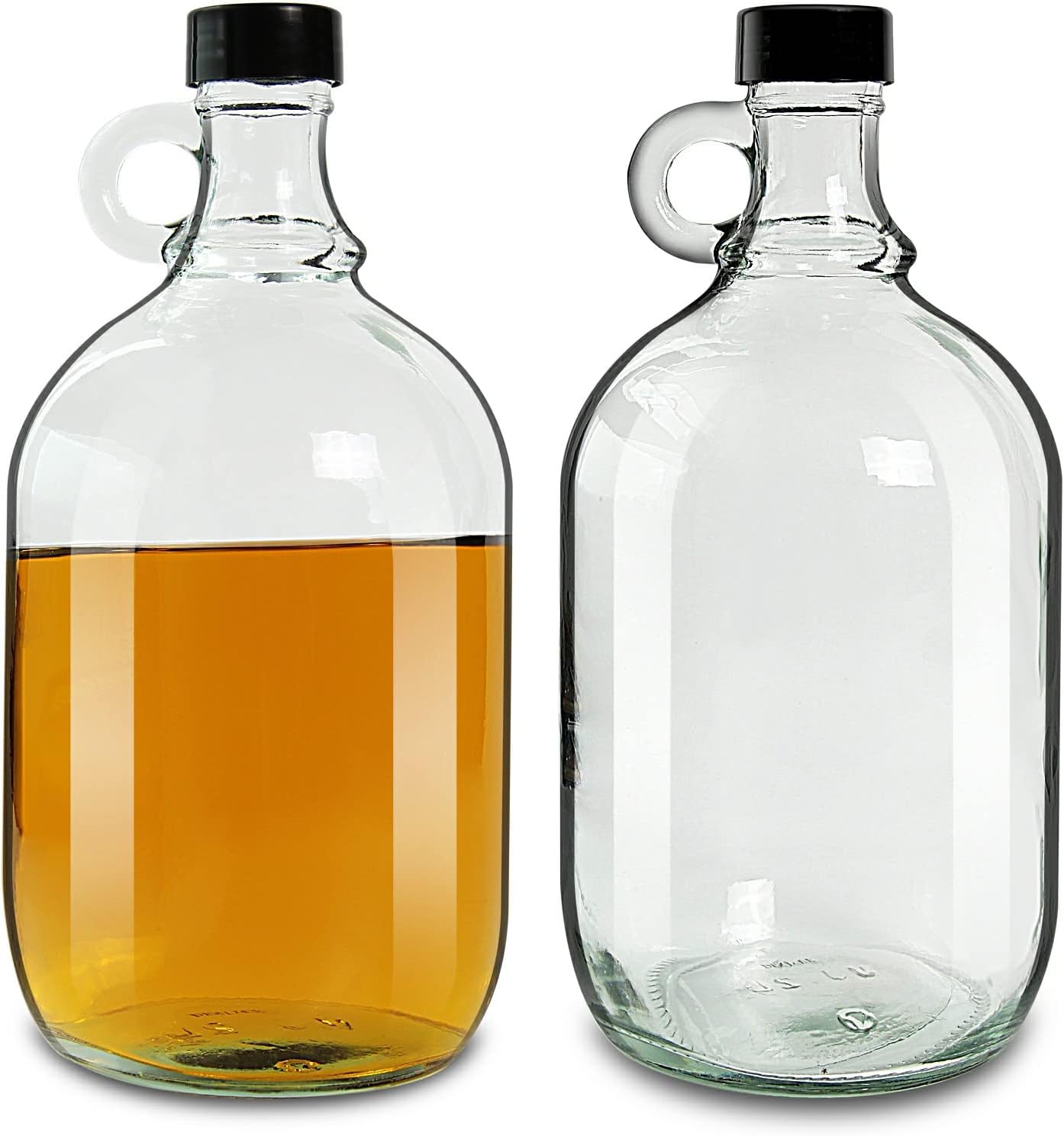 DESIYUE 2 Pack 64oz Glass Gallon Jugs with Handle and Black