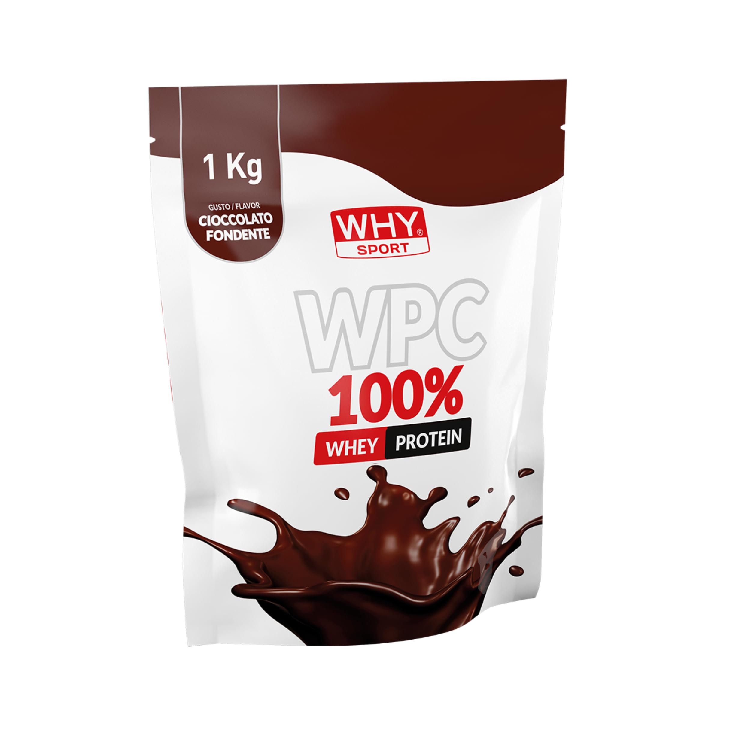 WHY SPORT WPC 100% WHEY - Proteine Whey - Proteine in Polvere per la Massa Muscolare - Senza Glutine - Gusto Cioccolato fondente -1 Kg