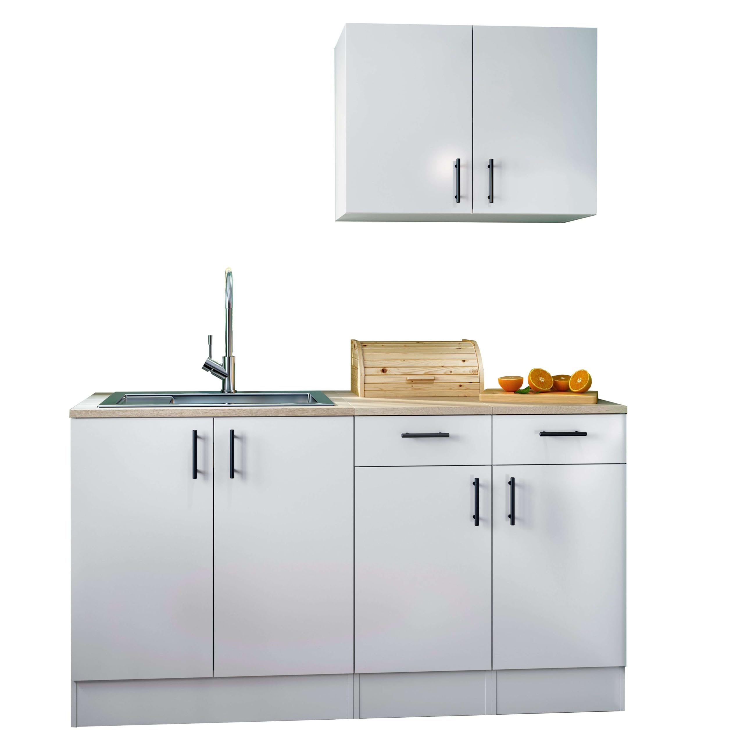 Bricohabitat Módulo Inferior Cocina Estrecho Moderno Kira 1 Puerta 1 Cajón Blanco Brillo y Roble Canadian 40x90x60 cm