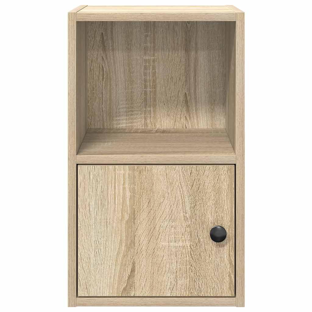 Libreria Mobiletto in Truciolato Rovere Sonoma 31x24x52 cm | Scaffale salvaspazio per soggiorno e studio con anta reversibile a sinistra o destra e vano a giorno flessibile