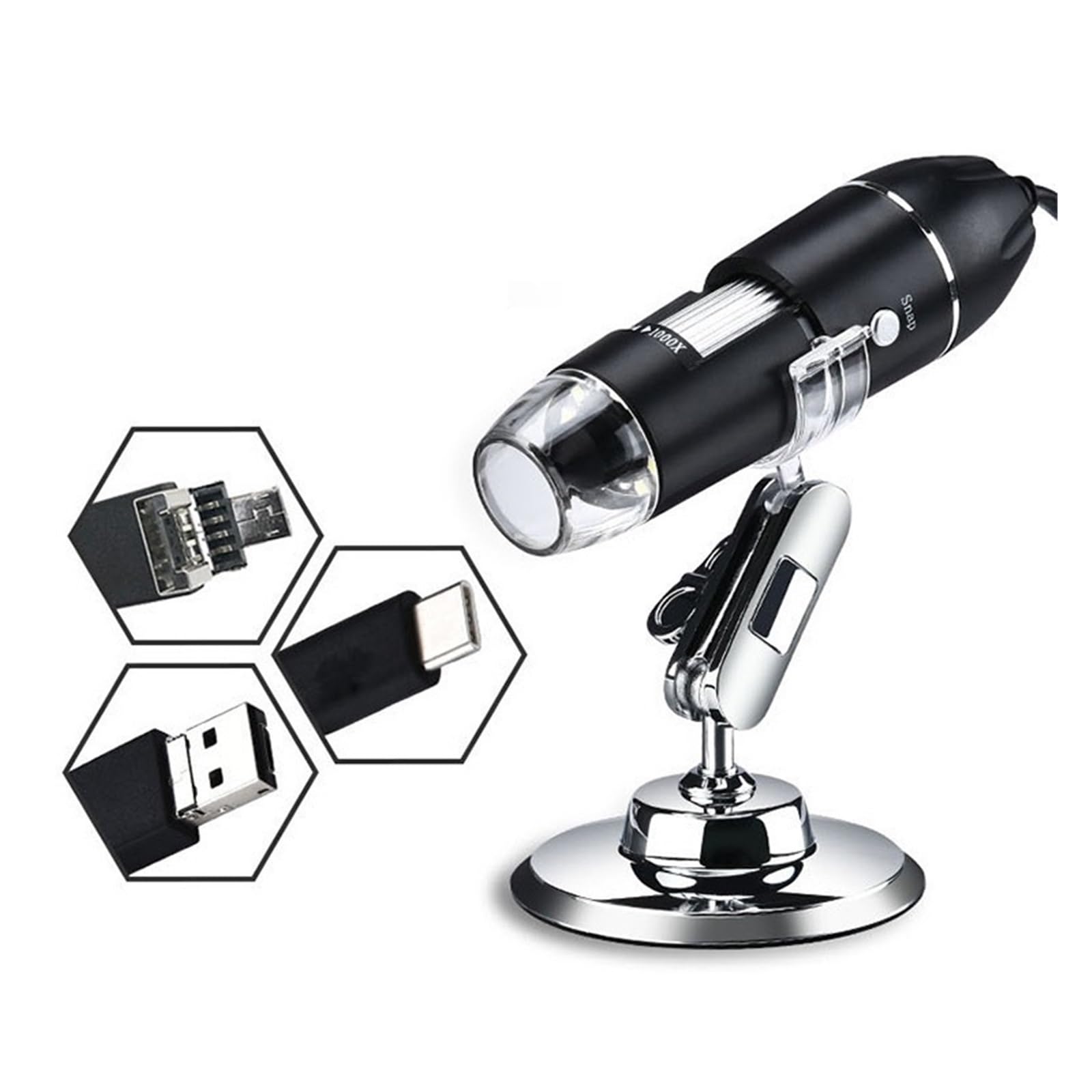 Mikroskop cyfrowy, Cyfrowa Kamera Z Mikroskopem 1600x Przenośna USB 3 W 1 Typu C