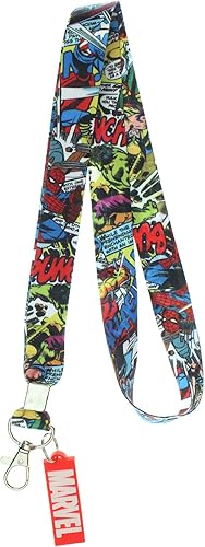 Soporte para tarjetas de identificación con diseño de cómics de Marvel y dije de goma de 2 pulgadas