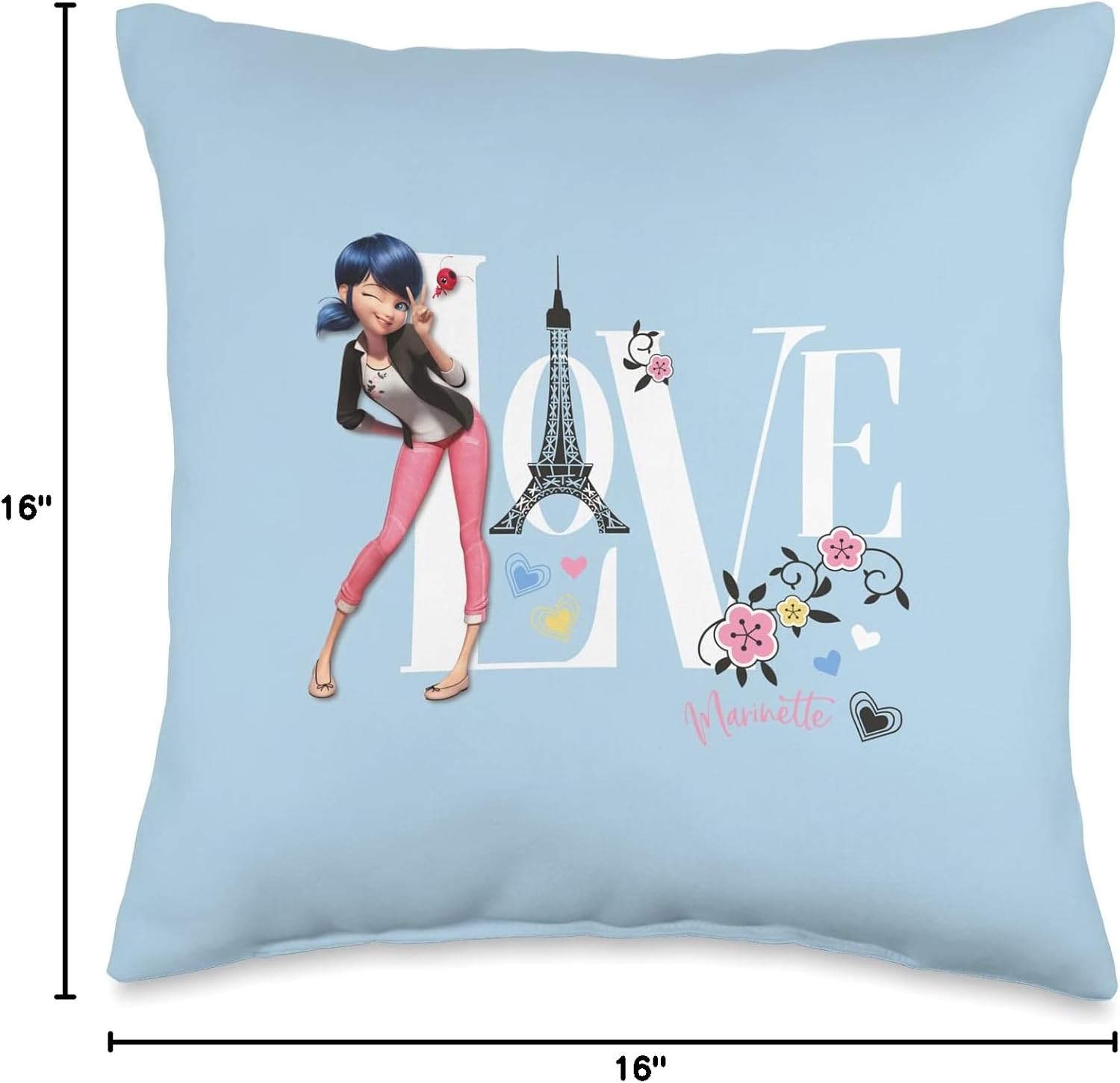 Miraculous Ladybug Charming Paris Love Marinette Throw Pillow